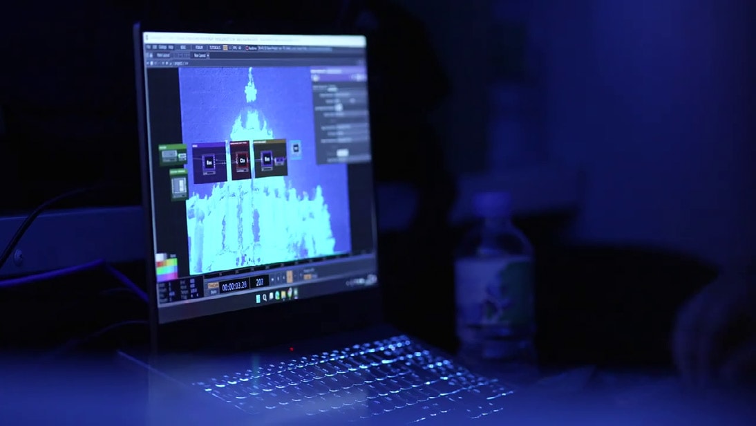 Laptop running the live visuals during the installation